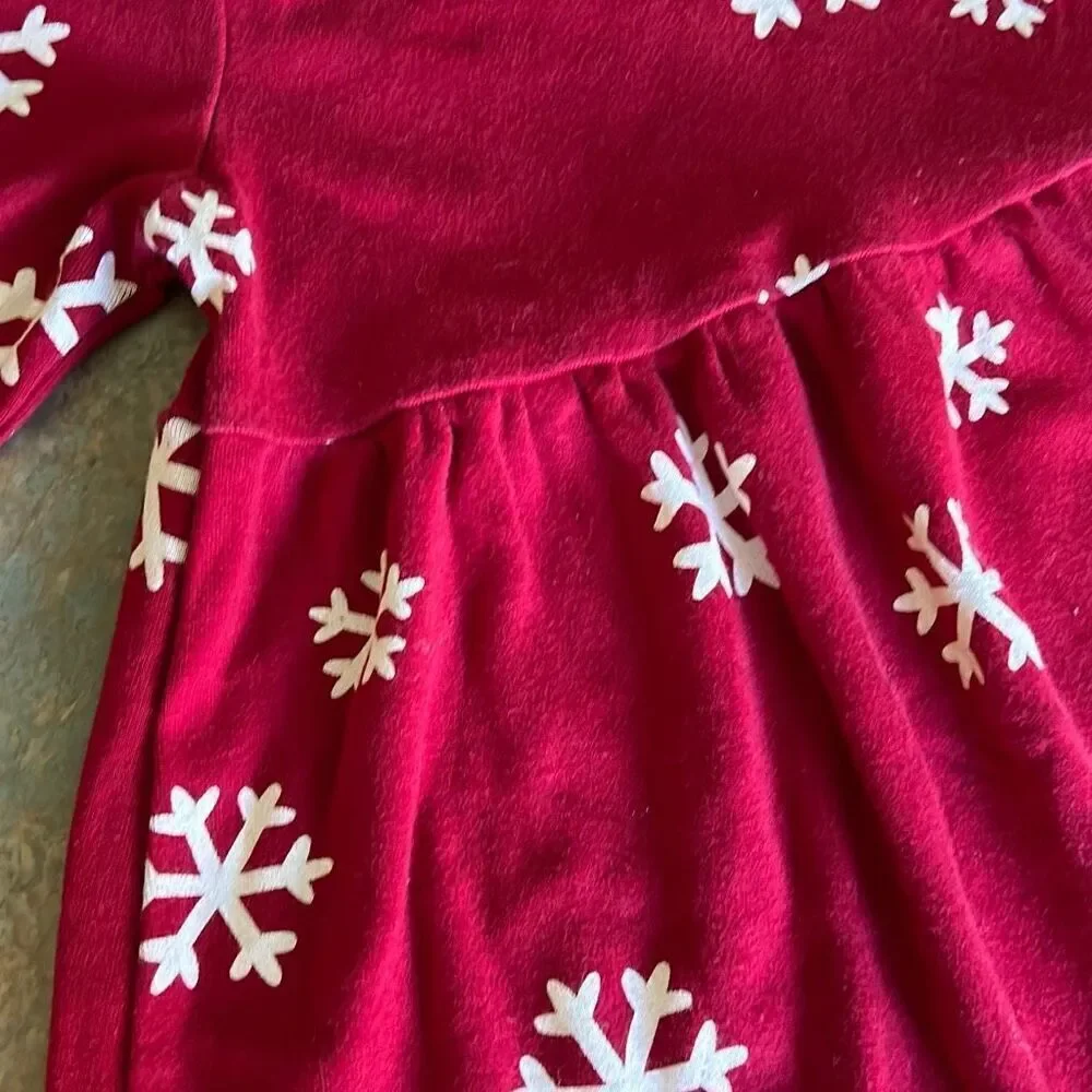Gymboree Red Cotton Snowflake Holiday Dress Sz 6